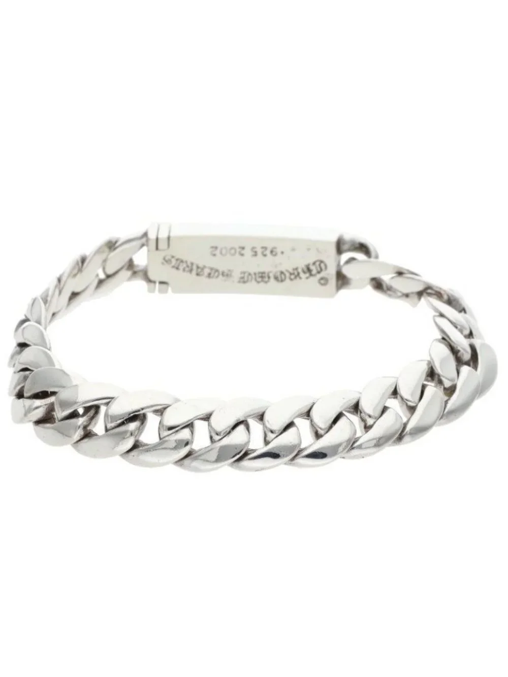 Chrome Hearts ID Bby Flrl Crs Baby ID Floral Cross Silver Bracelet